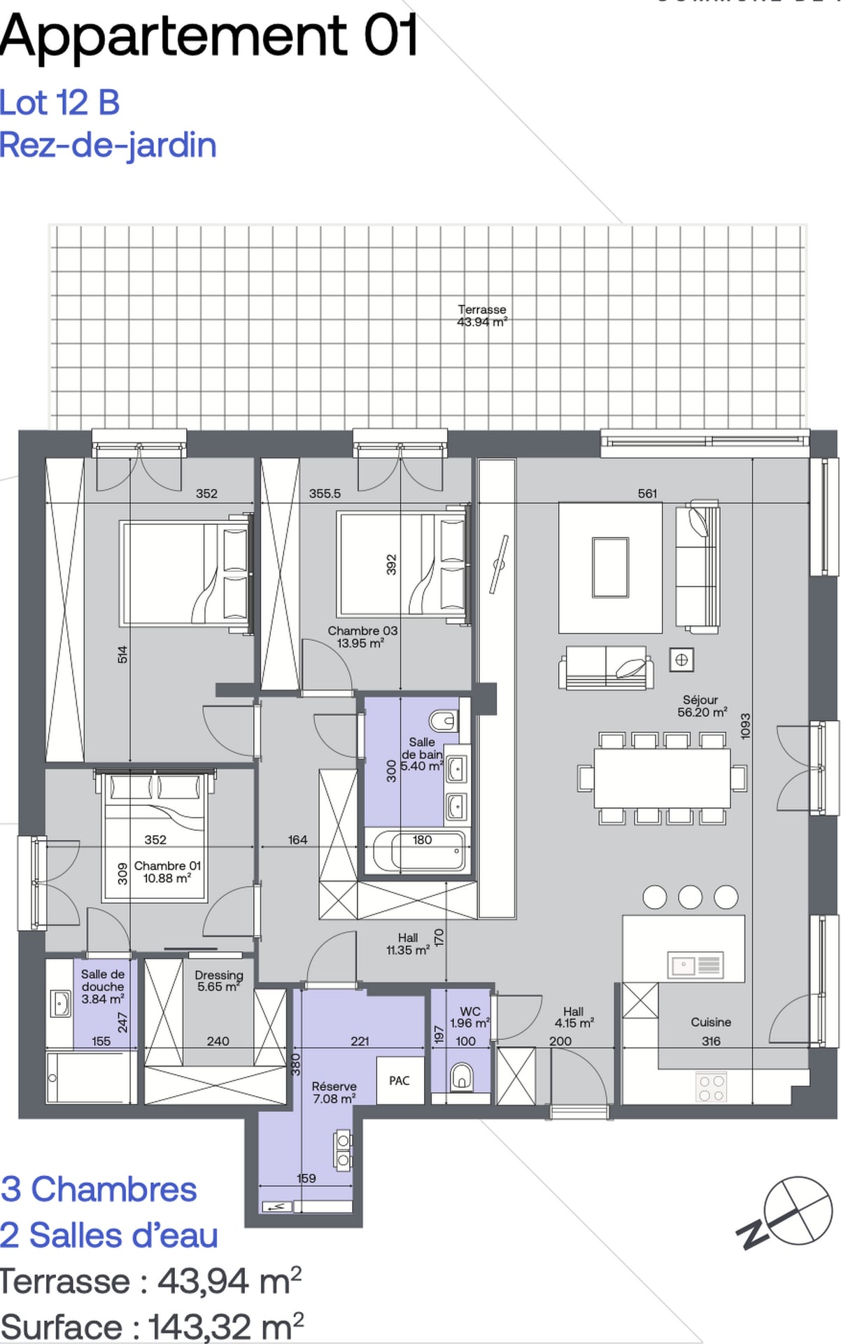 Appartement 3 chambres en vente à Septfontaines, commune de Habscht