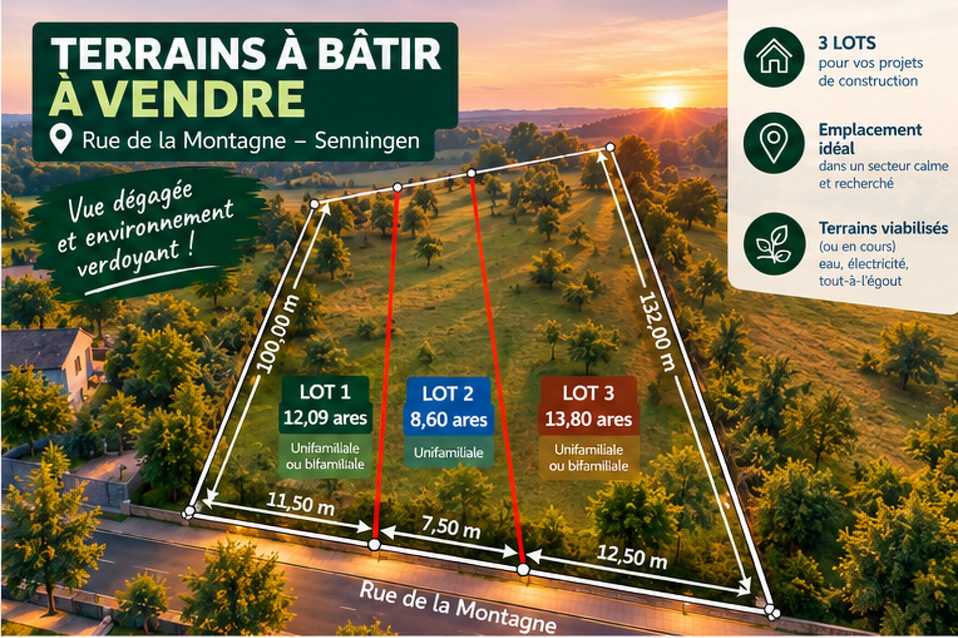 Terrain constructible en vente à Niederanven
