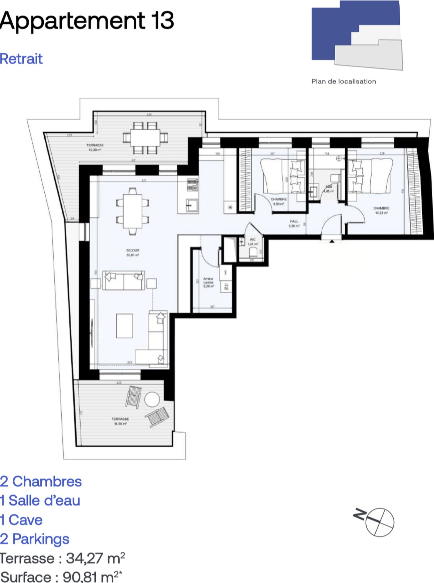 2-Zimmer-Penthouse zum Verkauf in Leudelange