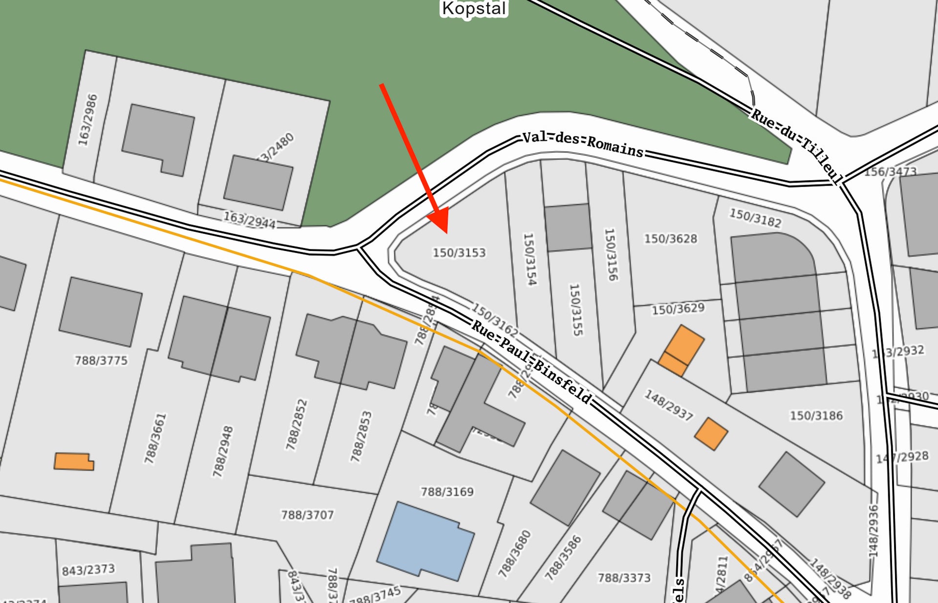 Terrain constructible en vente à Bridel